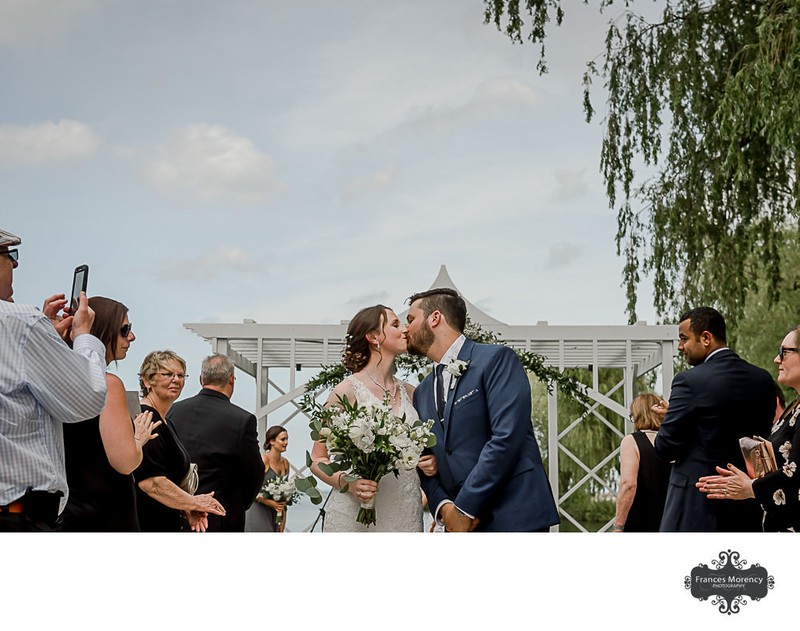 Bride Groom Kissing Photo at Bear Estate Wedding