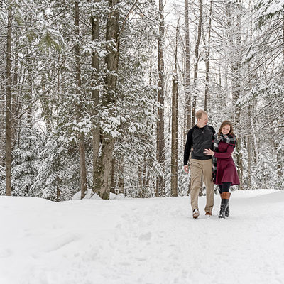 Winter Engagement Photography at Hogg's Falls