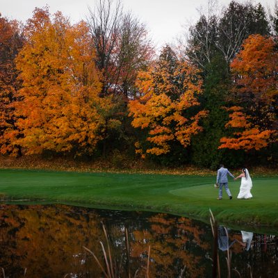 Portrait with Orange Trees:  Deer Creek Golf Wedding