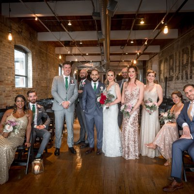 Wedding Party Photos Indoors at The Burroughes Building
