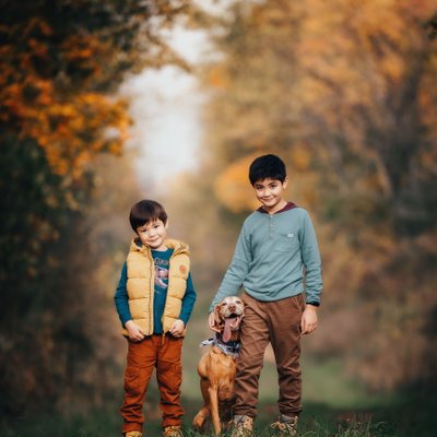 Two Boys with Dog:  Owen Sound Family Photographer