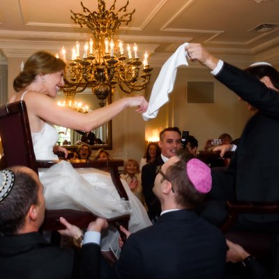 Dancing the Hora at a Jewish Wedding Reception