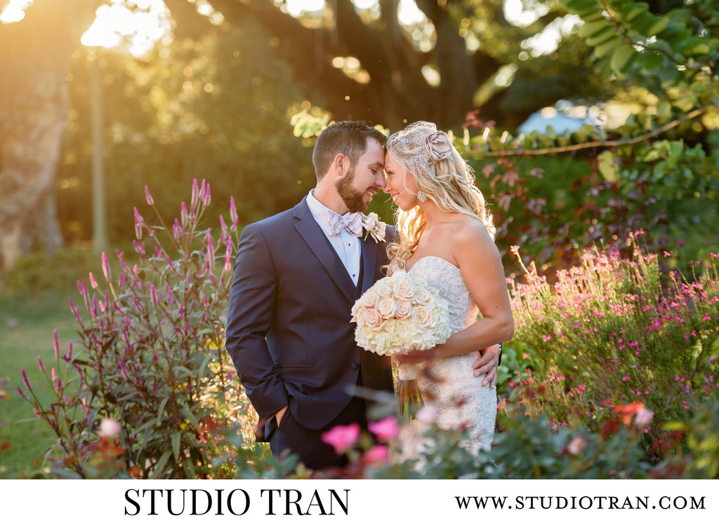 Romantic Sunset Botanical Gardens Wedding Photographer