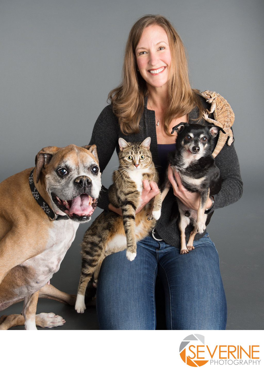 professional portrait for women with their pets