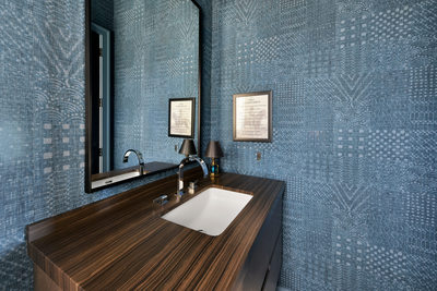 Blue bathroom in a beach house in Jacksonville Florida