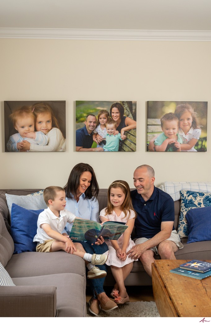 Bedford family with wall art 