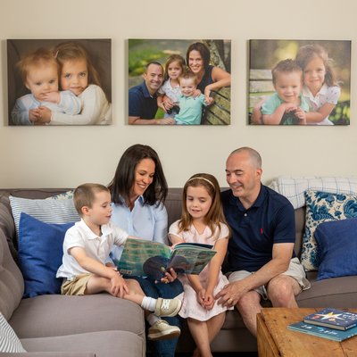 Bedford family with wall art 