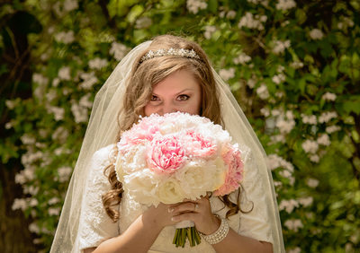 Wedding Bouquet of Pink And White Peonies