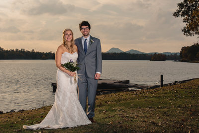 Bride and Groom at Maumelle Lake at the Park On The River