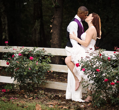 Bride and Groom Romantic Kiss