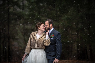 Winter wedding photography portrait
