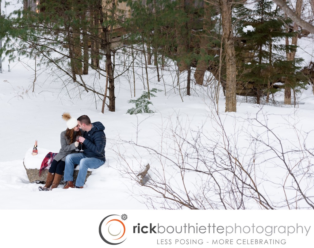 Winter Engagement Session In The Snow - Tanner Hill Bridge