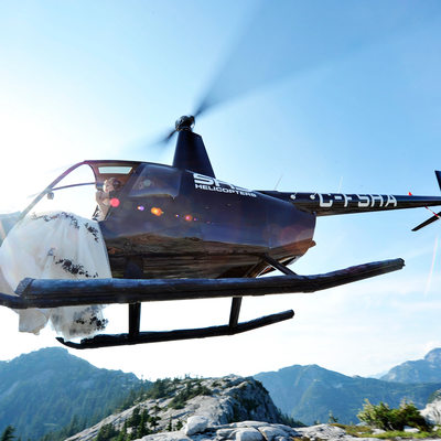 Elopement helicopter wedding photographer in Vancouver