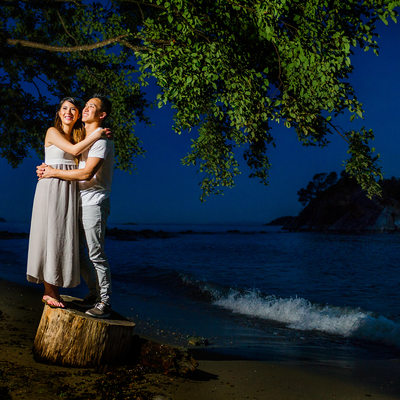 White Cliff Beach Dusk Romantic fun Engagement pictures