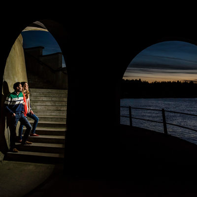 Stanley park cool night lighthouse engagement pictures 