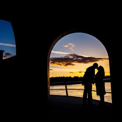Engagement photos Stanley park cool sunset silhouette 