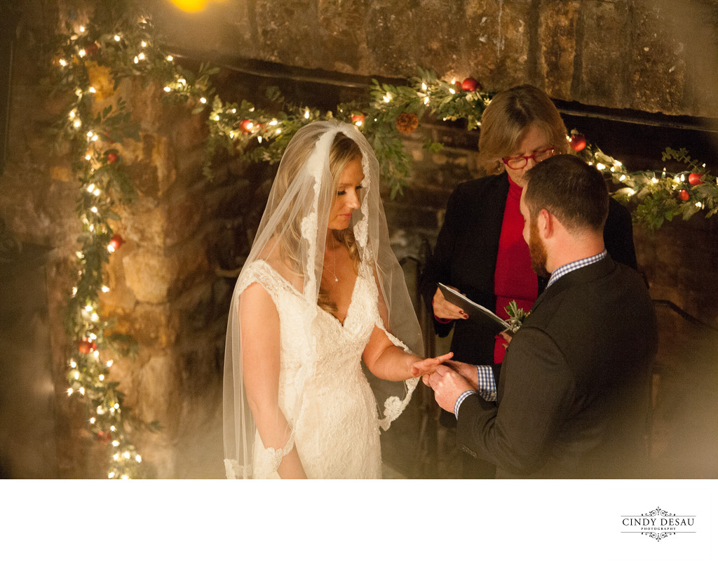 Candlelight Ring Exchange at Holly Hedge Photographer