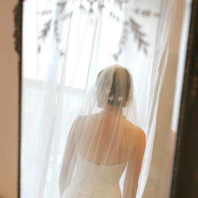 Bridal Portrait and Antique Mirror Creative Photograph