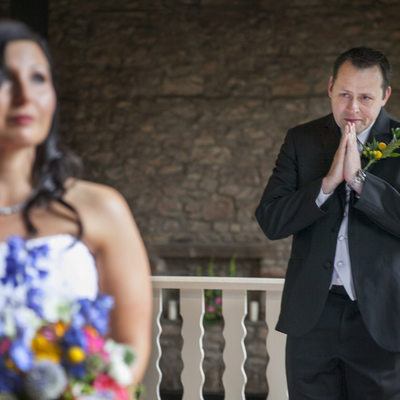 Emotional Groom Prays During First Look at Holly Hedge