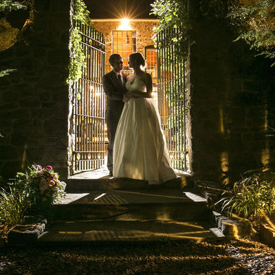 Environmental Wedding Portrait at Night in New Hope