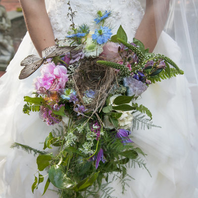 Holly Hedge Estate-bride-wild bouquet with birds nest