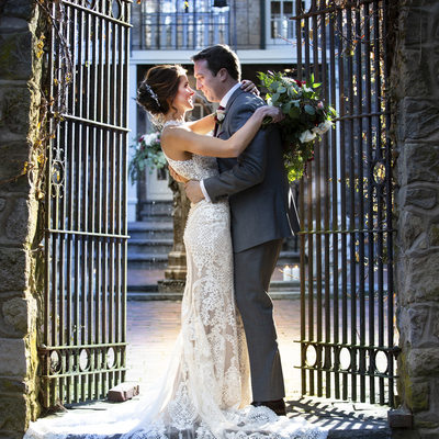 Antique Iron Gates on the Historic Holly Hedge Courtyard: The Perfect Spot for Your Wedding Portraits. 