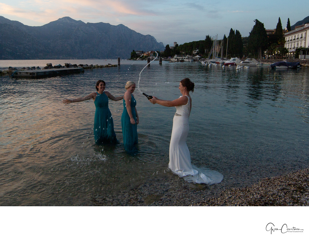 Fun with friends on the beach, Malcesine Lake Garda, IT