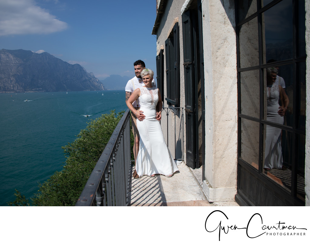 Tom and Em , Balcony in Malcesine Castle, Italy