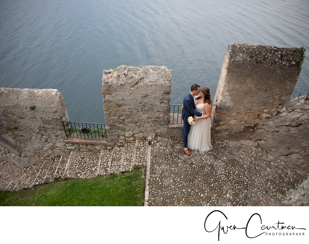 Justin and Kirsten, walls of the castle if Malcesine IT