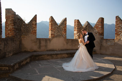 Romantic wedding venues in Italy.  British Wedding Photographer in Italy, Malcesine Castle. Malcesine Castle Award Winning Photographer.