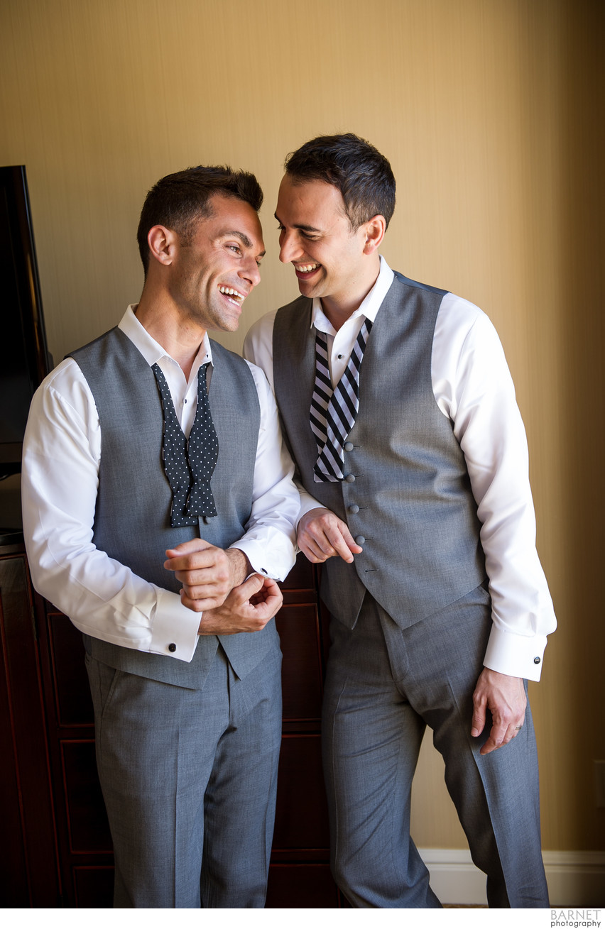 Gay Couple Getting Ready on Wedding Day