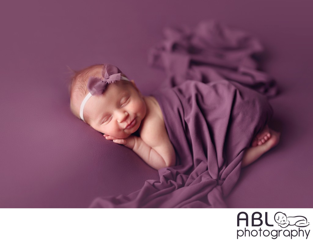 Baby girl in purple, Poway newborn photos