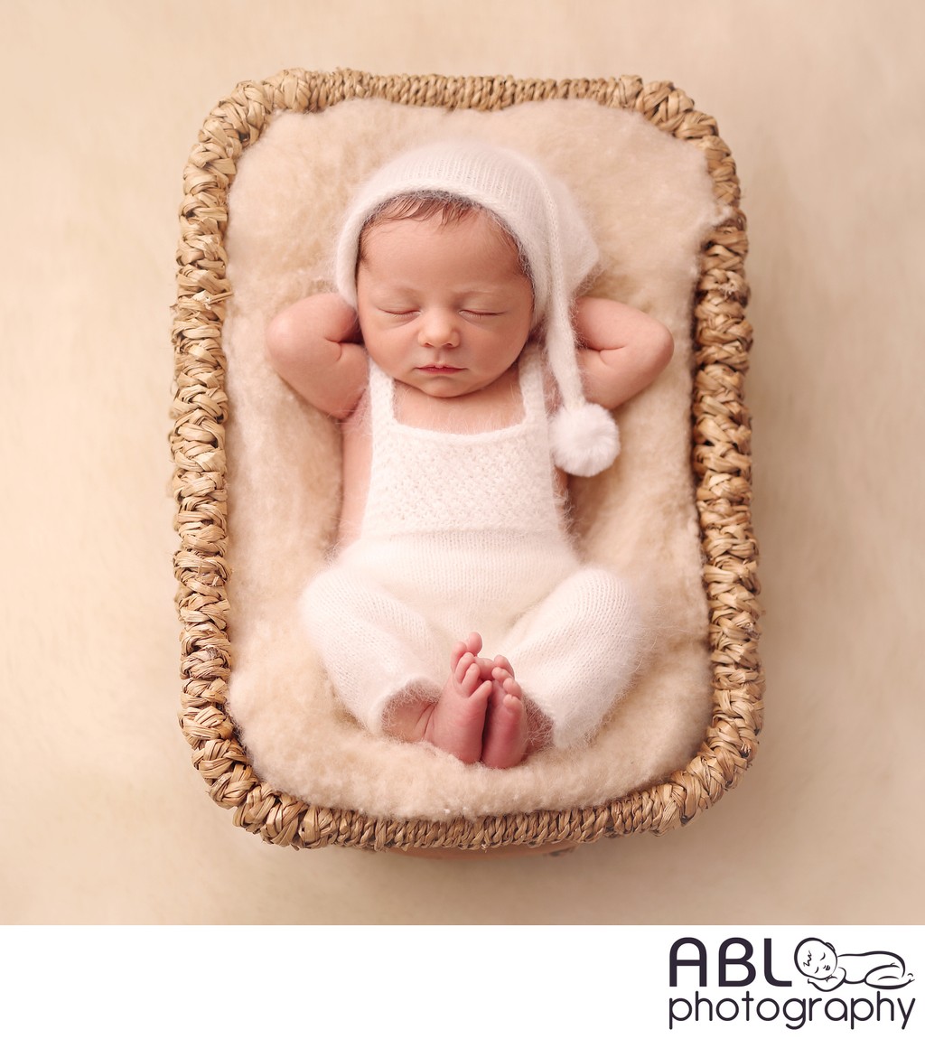 Mira Mesa newborn photographer, baby with sleepy cap