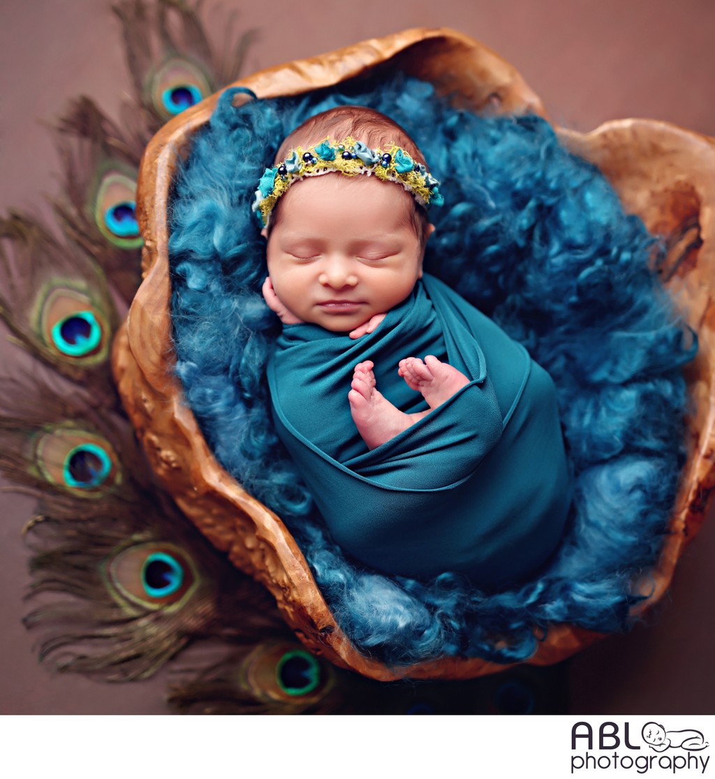 San Diego newborn photography baby in teal
