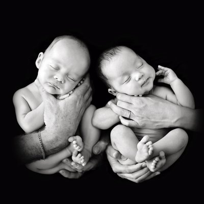 Black and white newborn photos, twin photography Poway