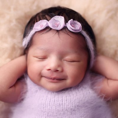 Chula Vista baby pictures, baby girl in lavender dress
