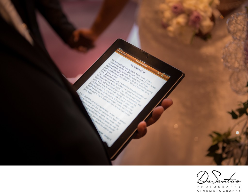 wedding vows on a ipad tablet