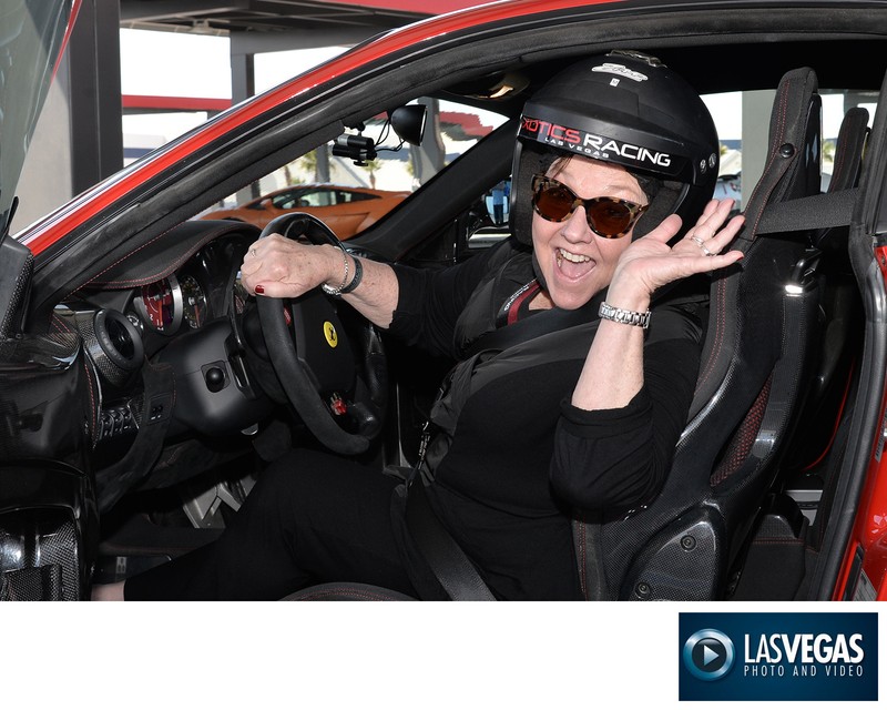 Excited Luxury Sports Car driver at Exotics Racing