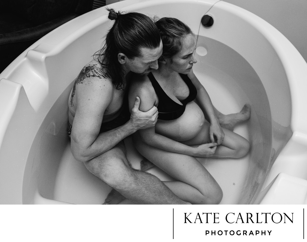 Labor dance in birth tub