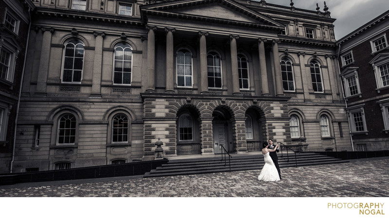Toronto Wedding couple share moment at Osgood Hall