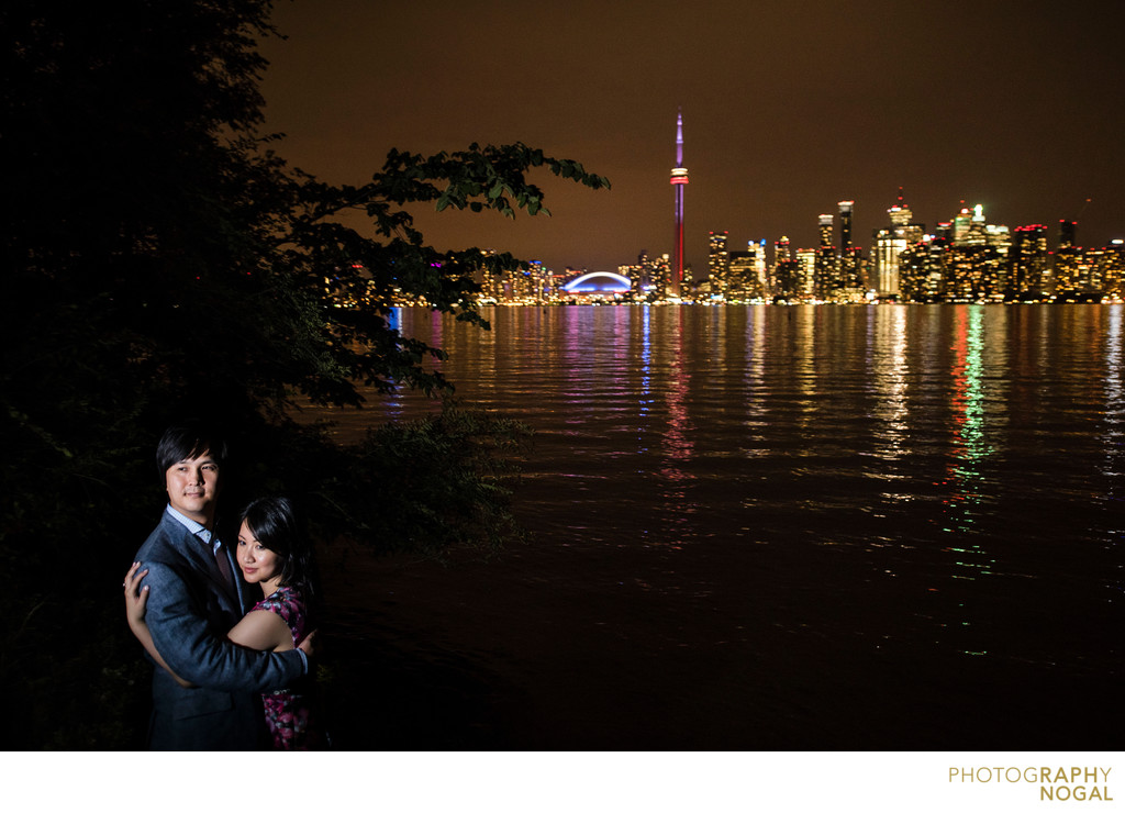Hugging during Night Portraits on Toronto Island.