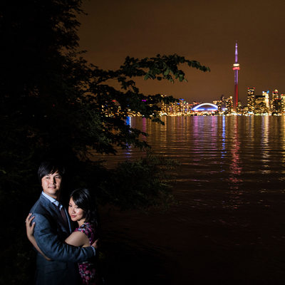 Hugging during Night Portraits on Toronto Island.