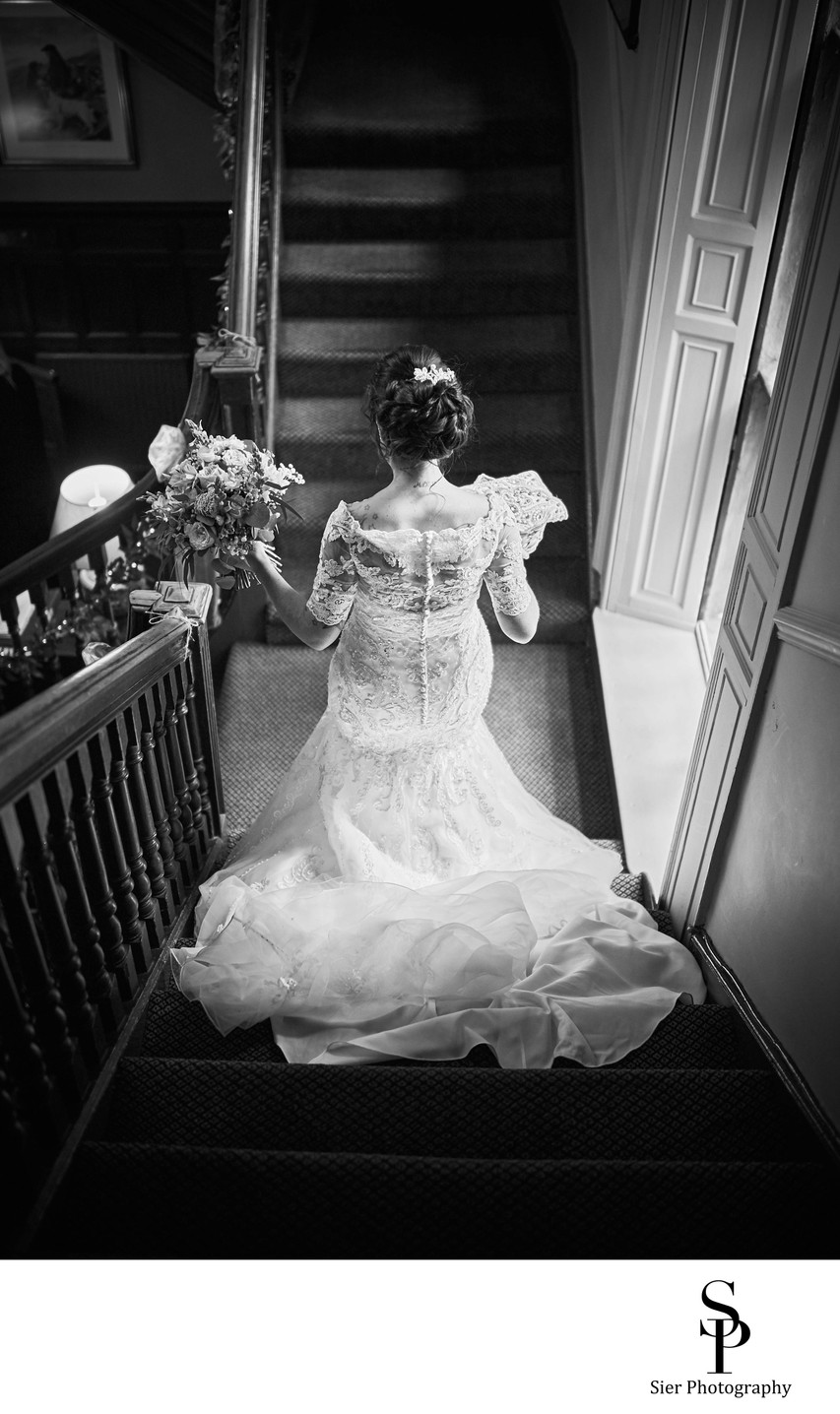 Whitley Hall Hotel Staircase Wedding Photo