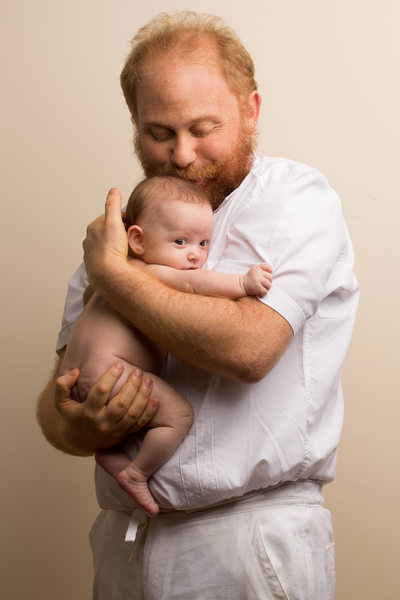 redhead father baby daughter