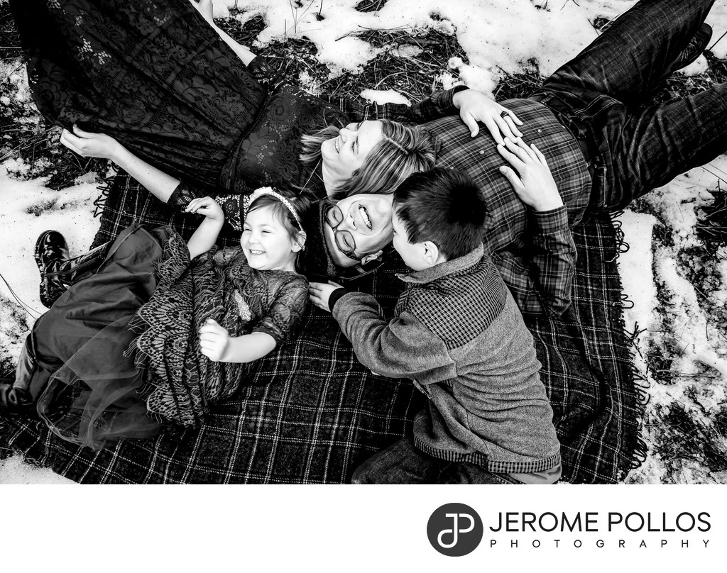 Snowy Playtime Lifestyle Family Portrait