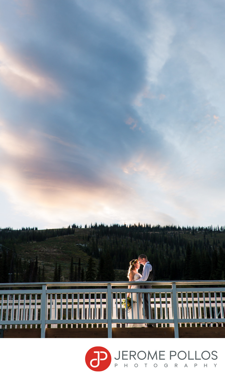Schweitzer Wedding Bride Groom Bridge Kiss At Sunset