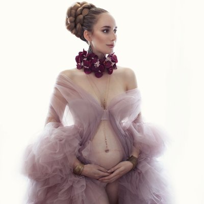Amsterdam Pregnancy Photoshoot Rose Tulle Dress Bettina