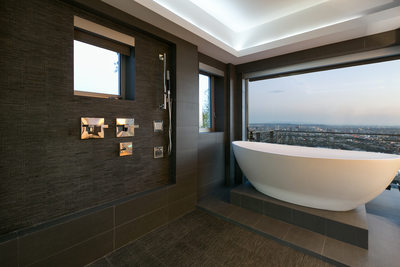 Modern master bathroom by architect Irving Philips