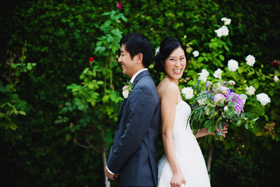 bride and groom first look Altadena Town & Country Club