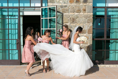 bride prep with bridesmaids 